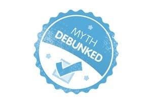 Badge featuring MYTH DEBUNKED emphasizes truth and verification in IT support misconceptions.