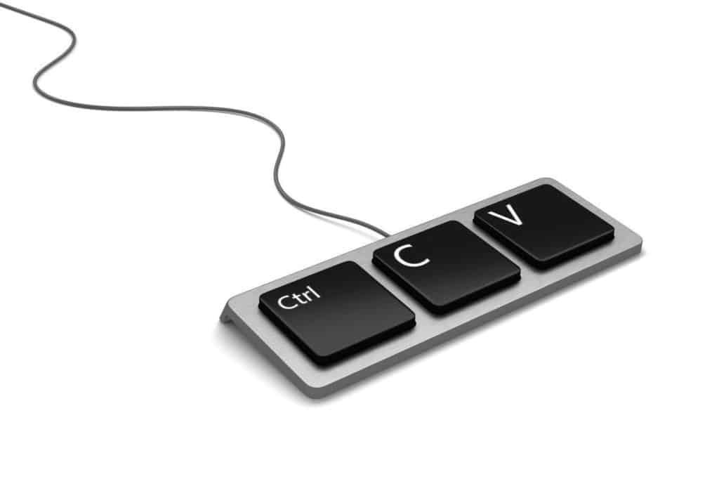 Stylized image of Ctrl, C, and V keys representing essential copy and paste shortcuts.