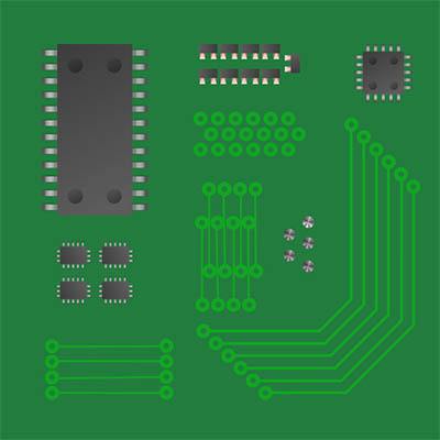 vibrant green pcb featuring integrated circuits and electrical traces illustrating electronic design complexity.