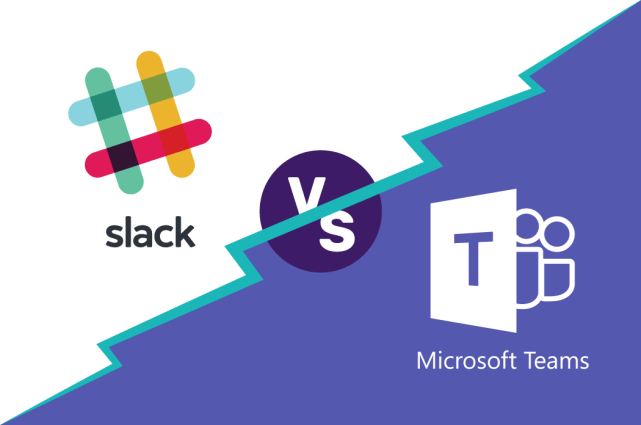 comparison of slack and microsoft teams logos highlighting their collaboration features and competitive nature.