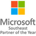 Microsoft Southeast Partner of the Year logo featuring iconic colored squares and bold text.